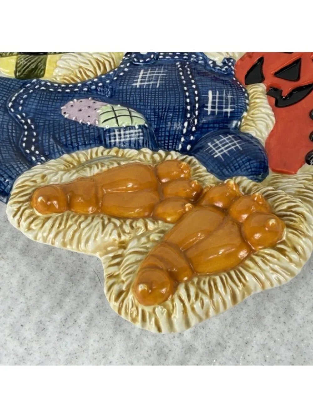 Fitz and Floyd Plate Scary Crow Canape Candy Wall Halloween Autumn 3D Retired
